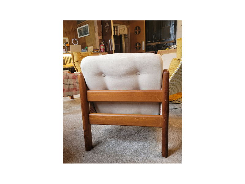 Danish Teak Vintage Sofa By Domino Mobler with Brand New Upholstery (3 Seater + 2 Matching Chairs)