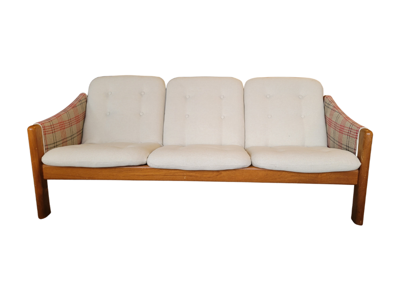 Danish Teak Vintage Sofa By Domino Mobler with Brand New Upholstery (3 Seater + 2 Matching Chairs)