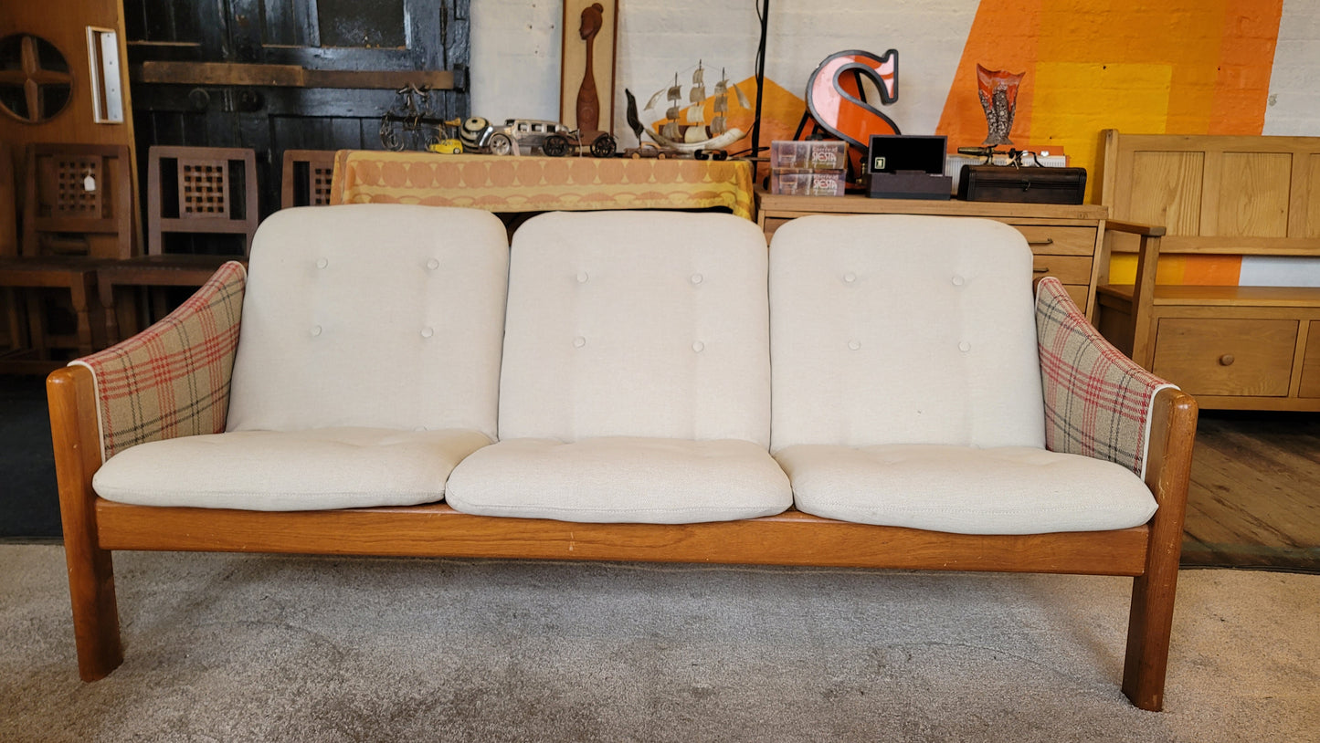 Danish Teak Vintage Sofa By Domino Mobler with Brand New Upholstery (3 Seater + 2 Matching Chairs)