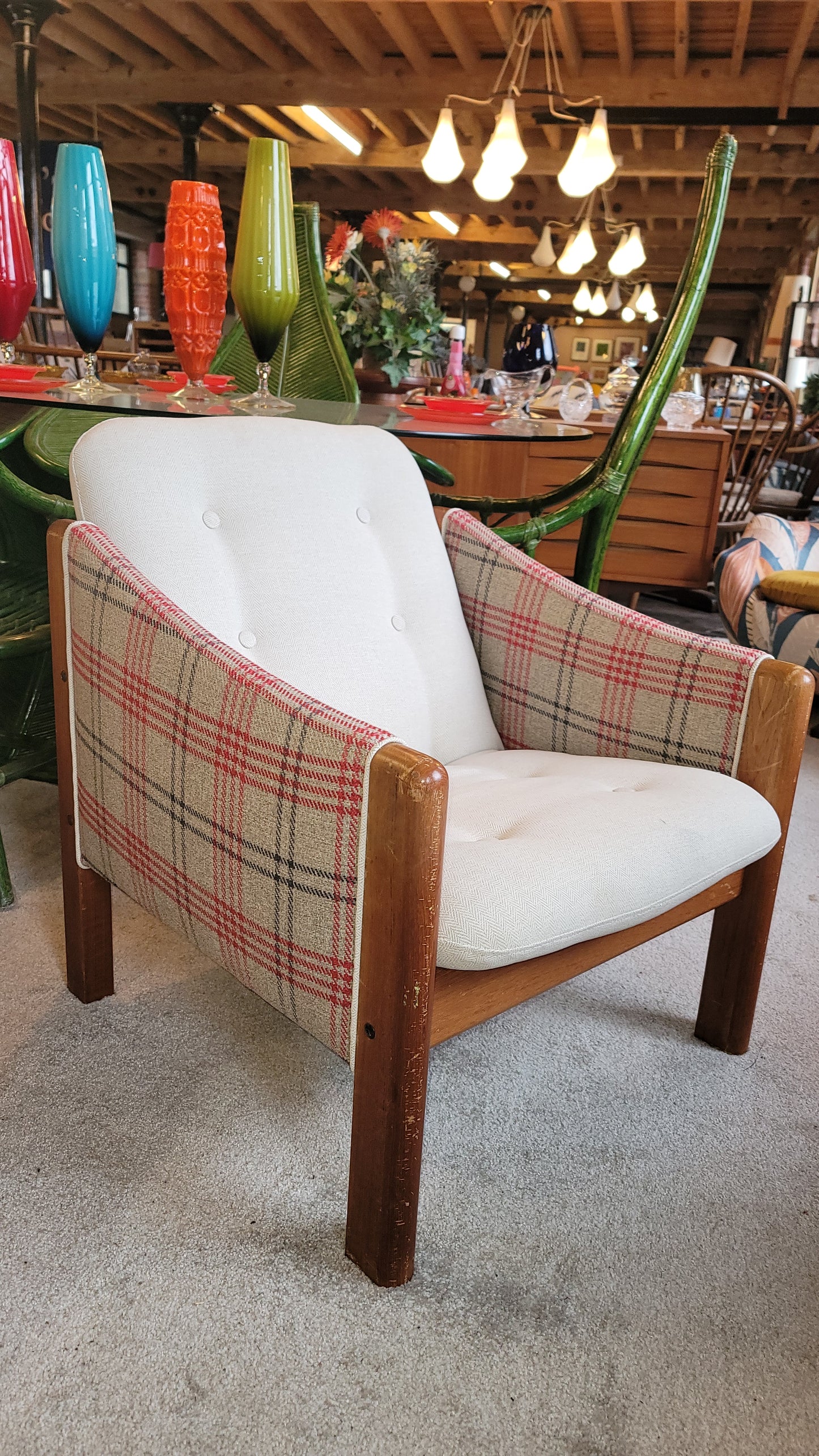 Danish Teak Vintage Sofa By Domino Mobler with Brand New Upholstery (3 Seater + 2 Matching Chairs)