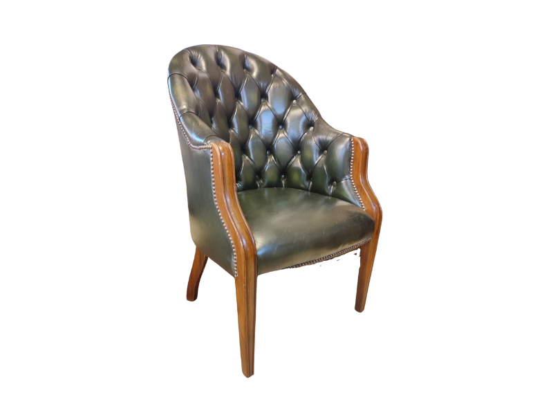 Vintage Georgian Style Deep-Buttoned Dark Green Armchair