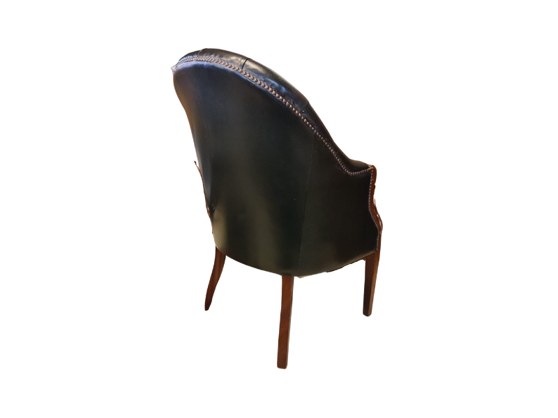 Vintage Georgian Style Deep-Buttoned Dark Green Armchair