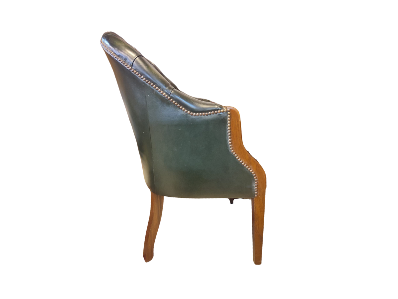 Vintage Georgian Style Deep-Buttoned Dark Green Armchair