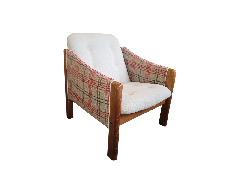 Danish Teak Vintage Sofa By Domino Mobler with Brand New Upholstery (3 Seater + 2 Matching Chairs)