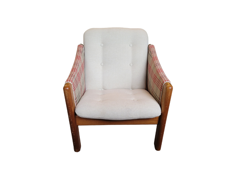 Danish Teak Vintage Sofa By Domino Mobler with Brand New Upholstery (3 Seater + 2 Matching Chairs)