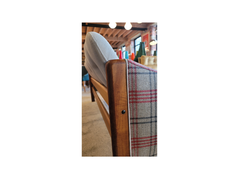 Danish Teak Vintage Sofa By Domino Mobler with Brand New Upholstery (3 Seater + 2 Matching Chairs)