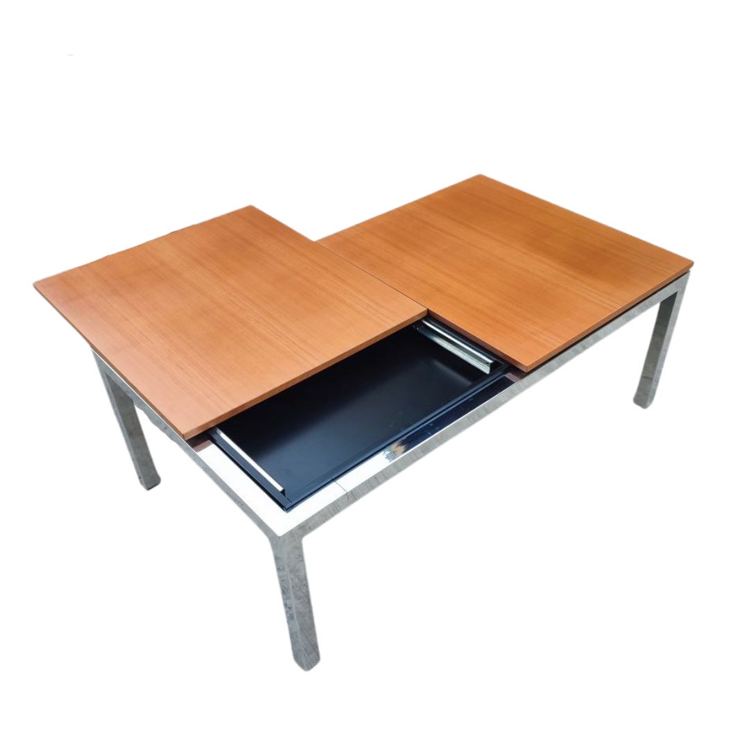 Large Mid Century Coffee Table with Sliding Top