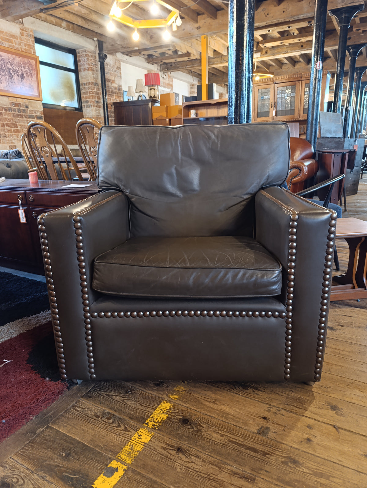 Chelsea-Made Brown Leather Club Armchair, late 1970s