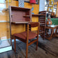 Teak Desk Chair with Sculpted Back and Orange Velvet Seat, 1960s — photograph 1