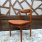 Teak Desk Chair with Sculpted Back and Orange Velvet Seat, 1960s — photograph 5