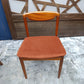Teak Desk Chair with Sculpted Back and Orange Velvet Seat, 1960s — photograph 4