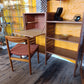 Teak Desk Chair with Sculpted Back and Orange Velvet Seat, 1960s — photograph 2