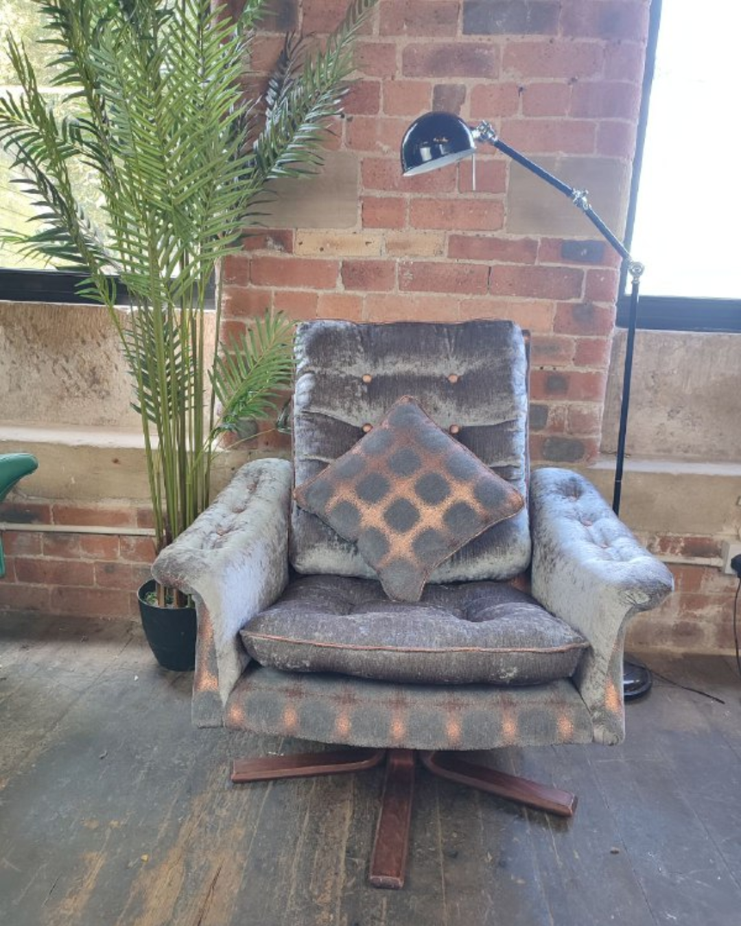 Stylish Newly Upholstered 1970s Swedish Armchair (Swivel)