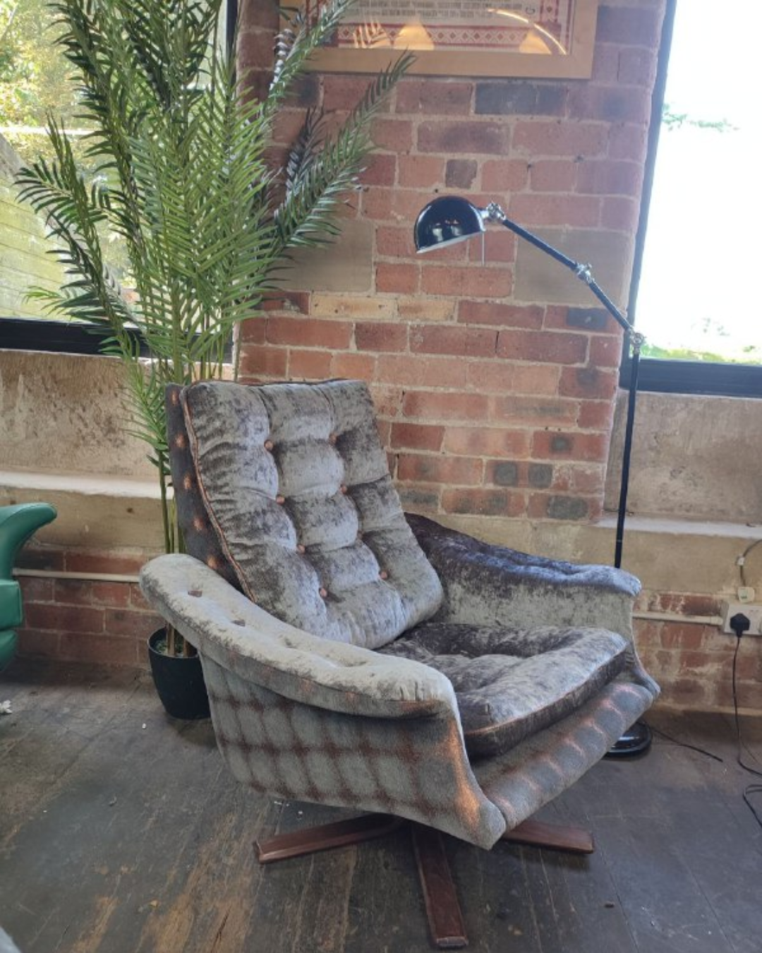 Stylish Newly Upholstered 1970s Swedish Armchair (Swivel)
