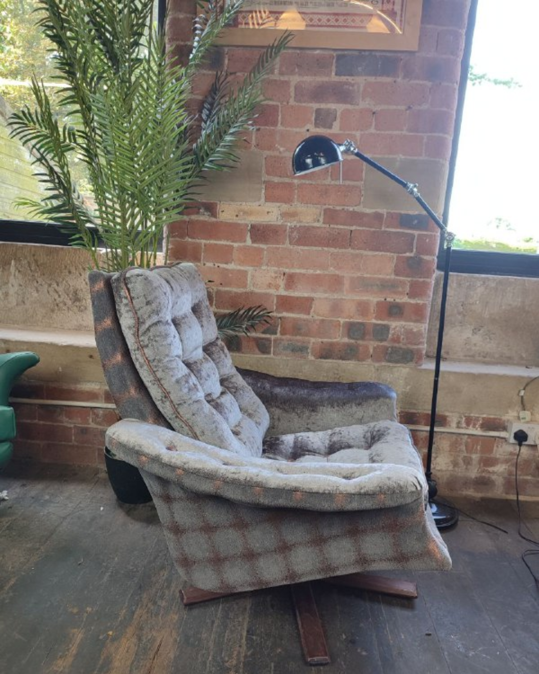 Stylish Newly Upholstered 1970s Swedish Armchair (Swivel)