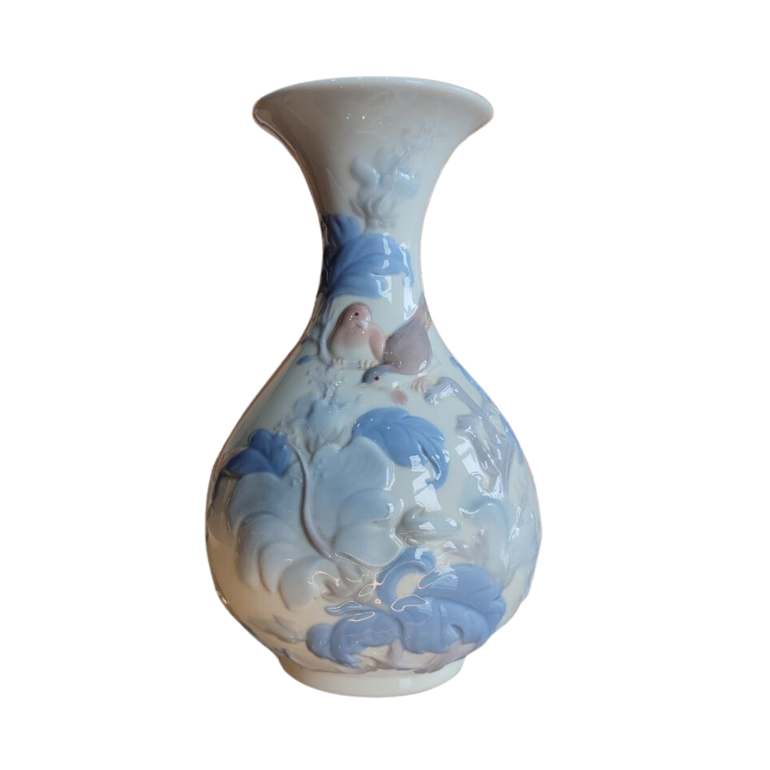 Rare Vintage Porcelain 'Sparrow' Vase by Lladro, Spain