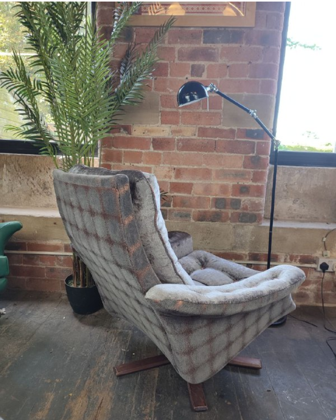 Stylish Newly Upholstered 1970s Swedish Armchair (Swivel)