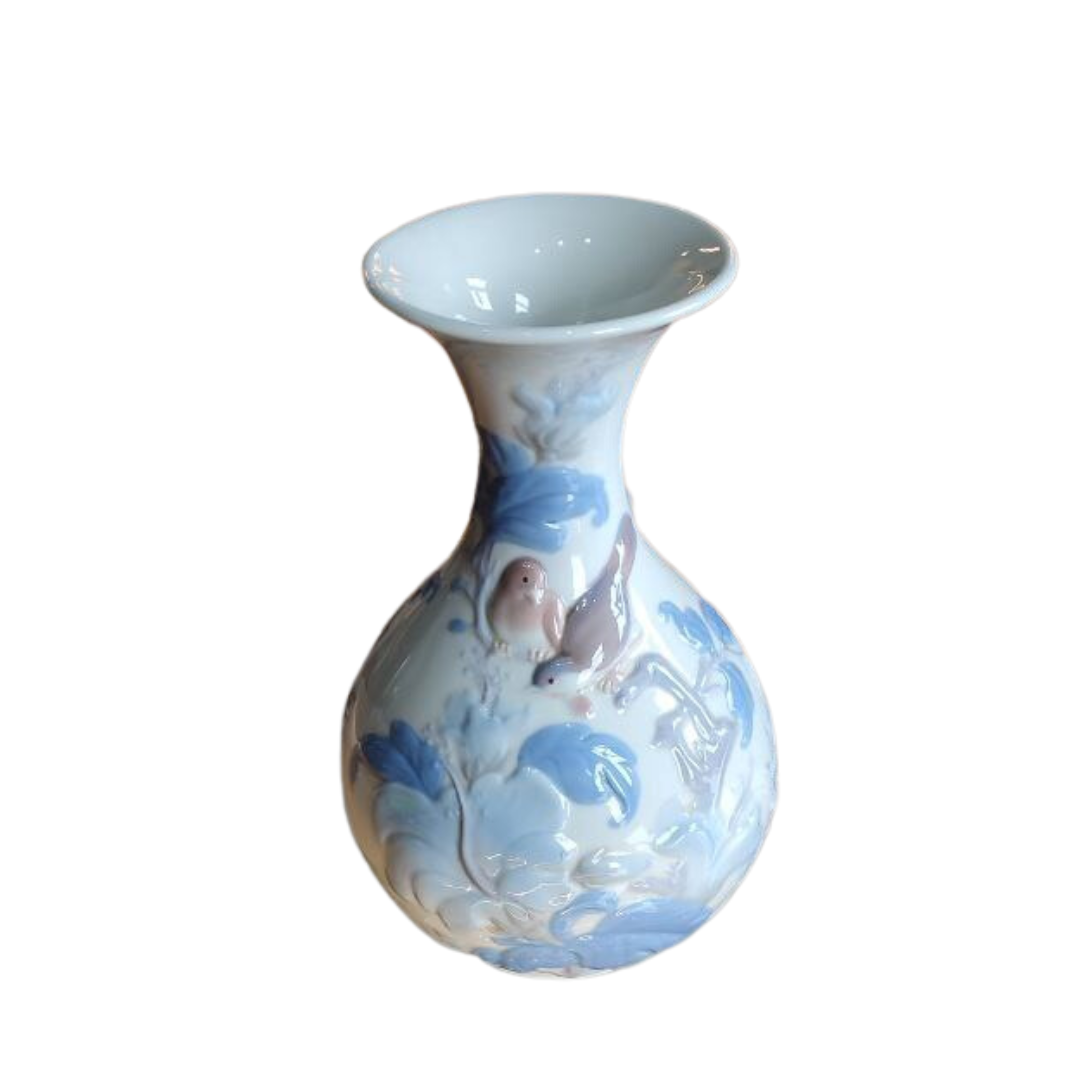 Rare Vintage Porcelain 'Sparrow' Vase by Lladro, Spain