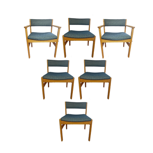 Set of Six Blonde Mid Century Dining Chairs by Parker Knoll (Model 1089/90)