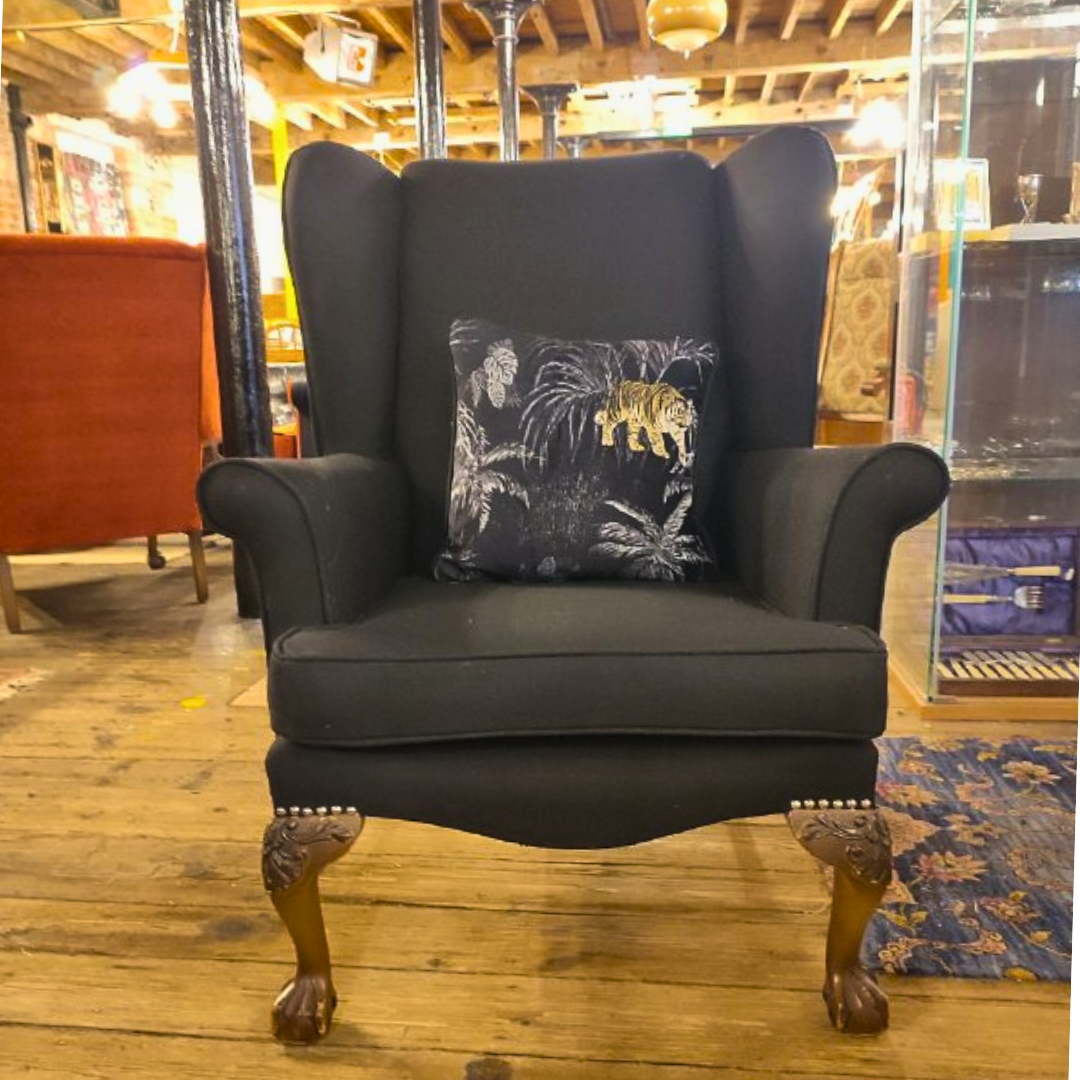 1960s Vintage Lounge Chair - Mid-Century Elegance in Midnight Black (New Upholstery)