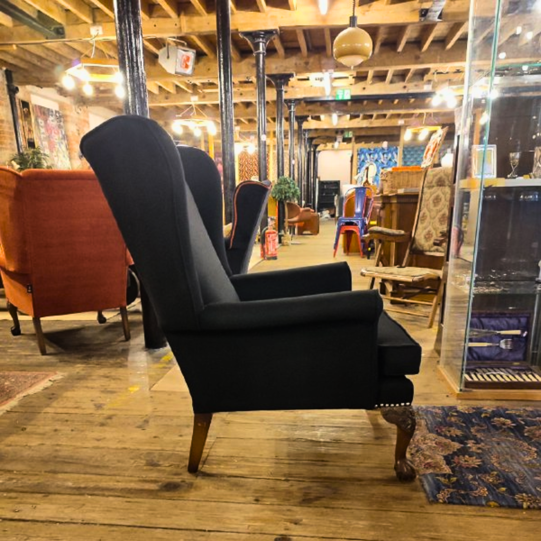 1960s Vintage Lounge Chair - Mid-Century Elegance in Midnight Black (New Upholstery)