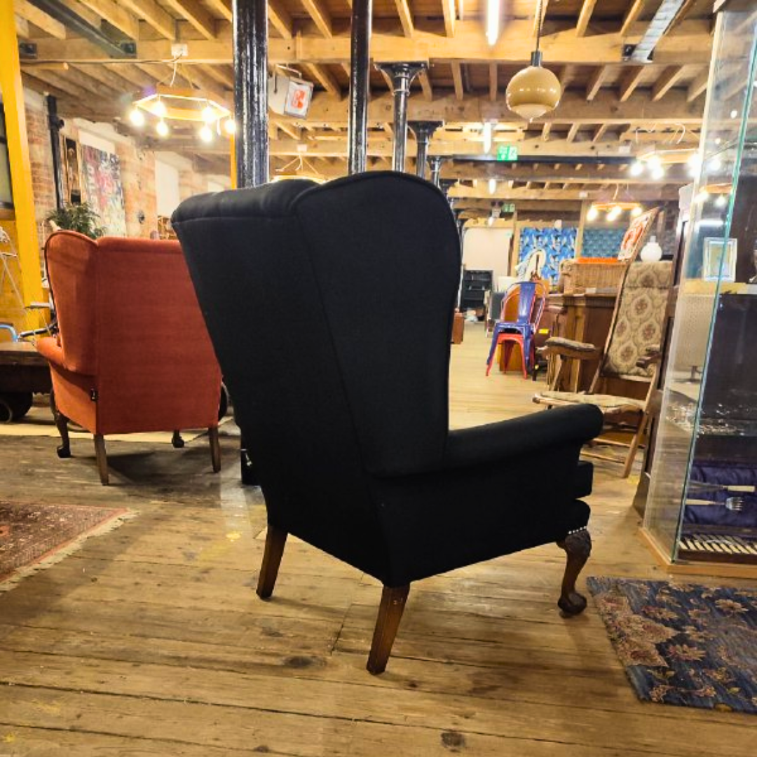 1960s Vintage Lounge Chair - Mid-Century Elegance in Midnight Black (New Upholstery)