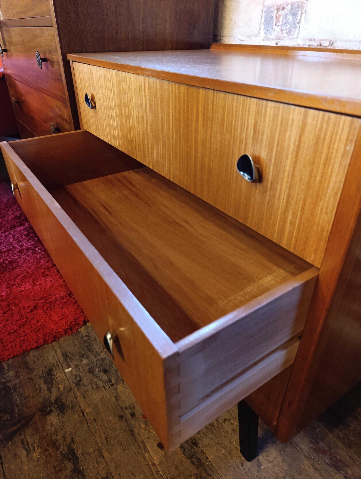 Austinsuite Teak Chest of Drawers with Teardrop Handles, 1960s — photograph 6