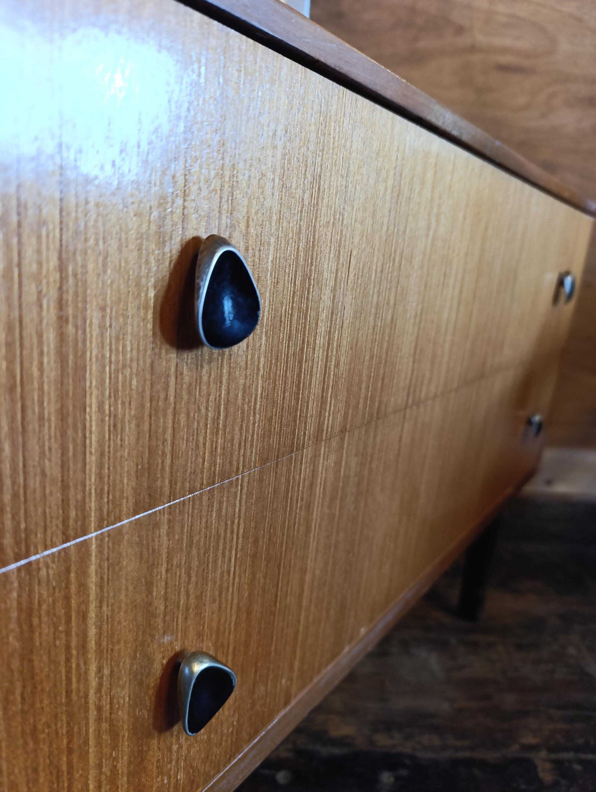 Austinsuite Teak Dressing Table with Mirror and Teardrop Handles — photograph 9