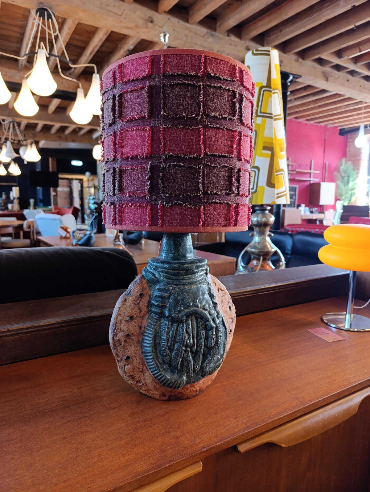 Bernard Rooke Brutalist Studio Pottery Table Lamp with Shade — photograph 8