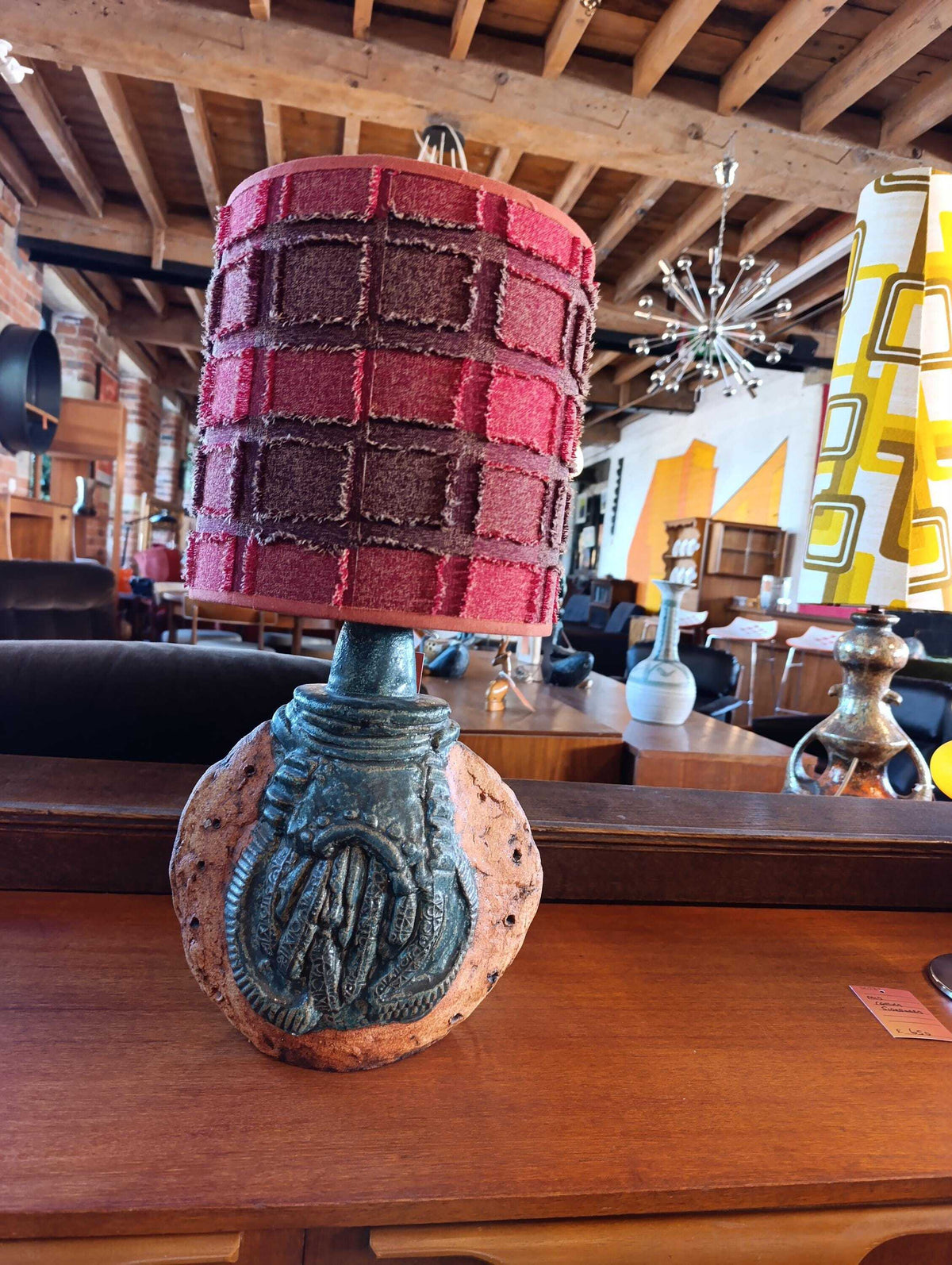 Bernard Rooke Brutalist Studio Pottery Table Lamp with Shade — photograph 2