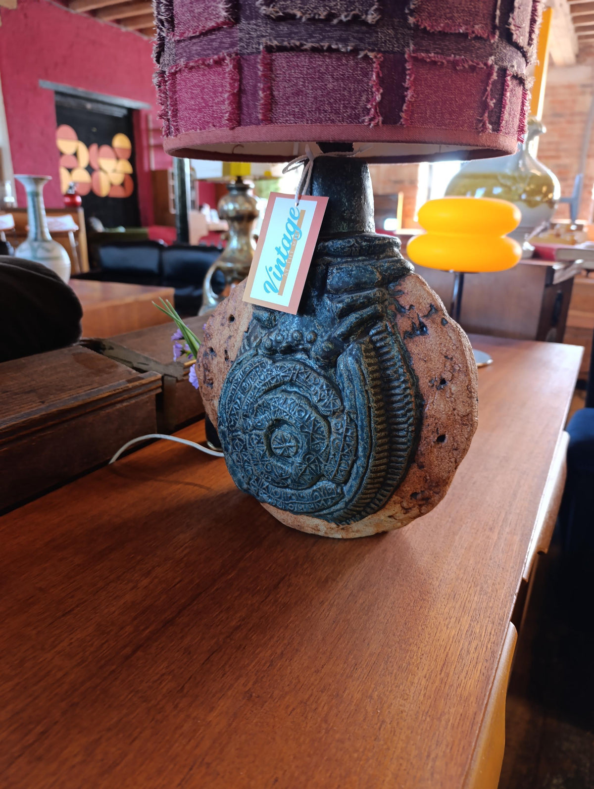 Bernard Rooke Brutalist Studio Pottery Table Lamp with Shade — photograph 5