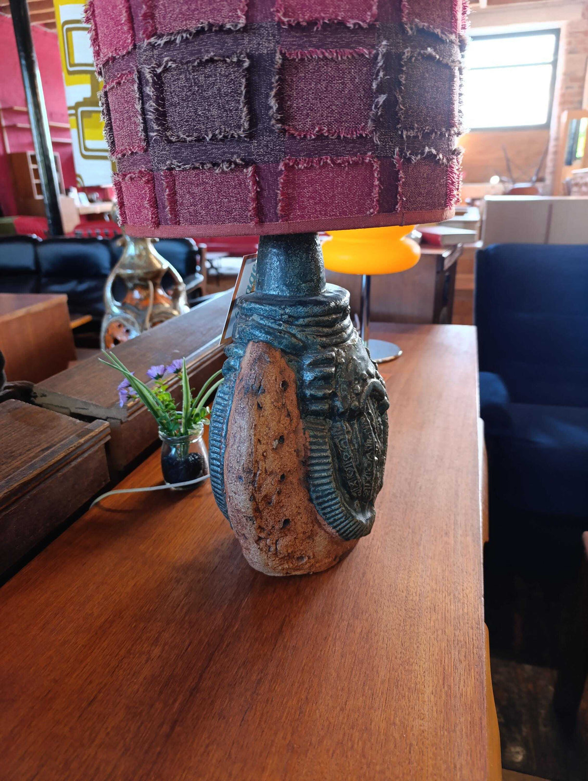 Bernard Rooke Brutalist Studio Pottery Table Lamp with Shade — photograph 4