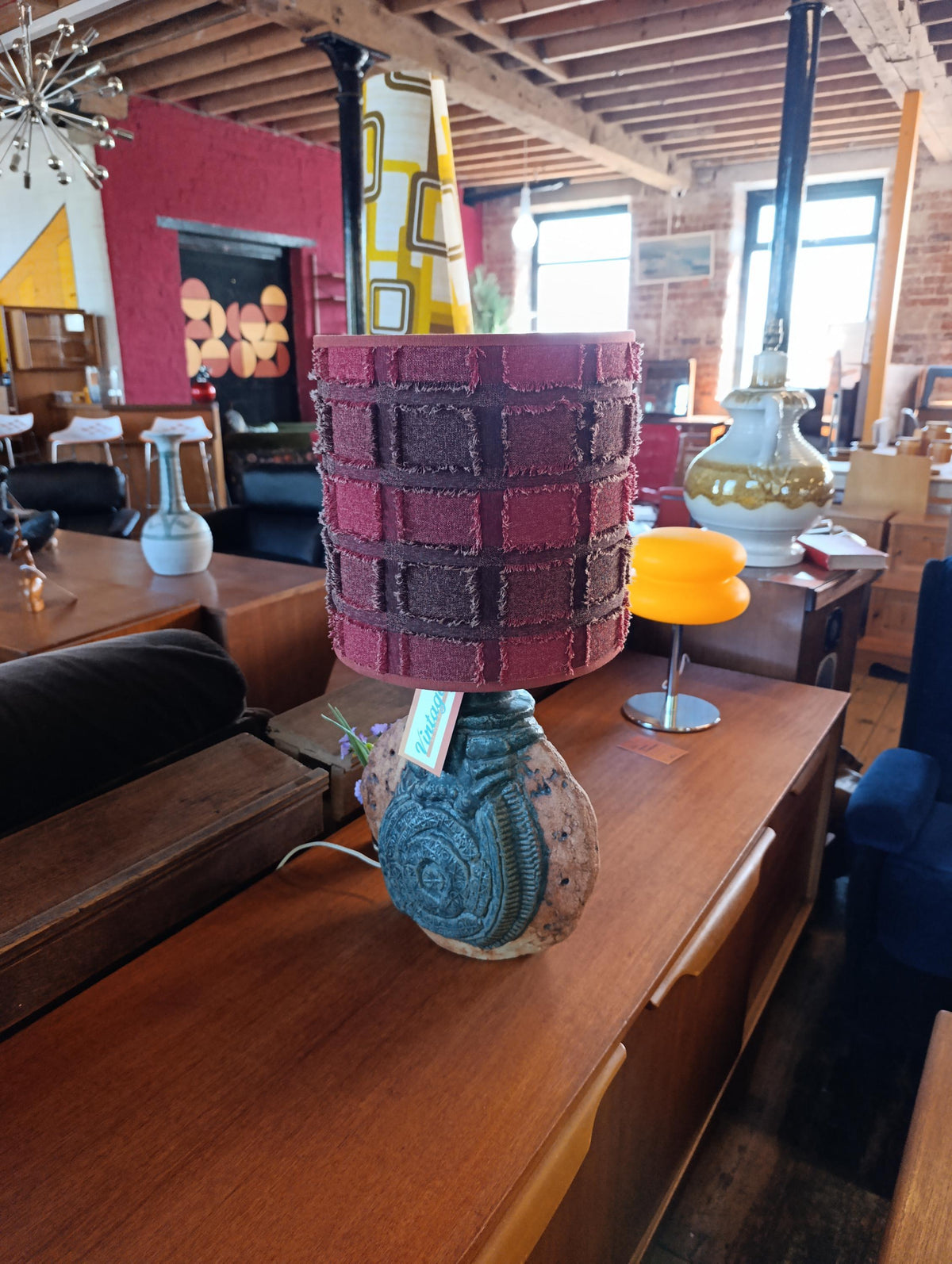 Bernard Rooke Brutalist Studio Pottery Table Lamp with Shade — photograph 6