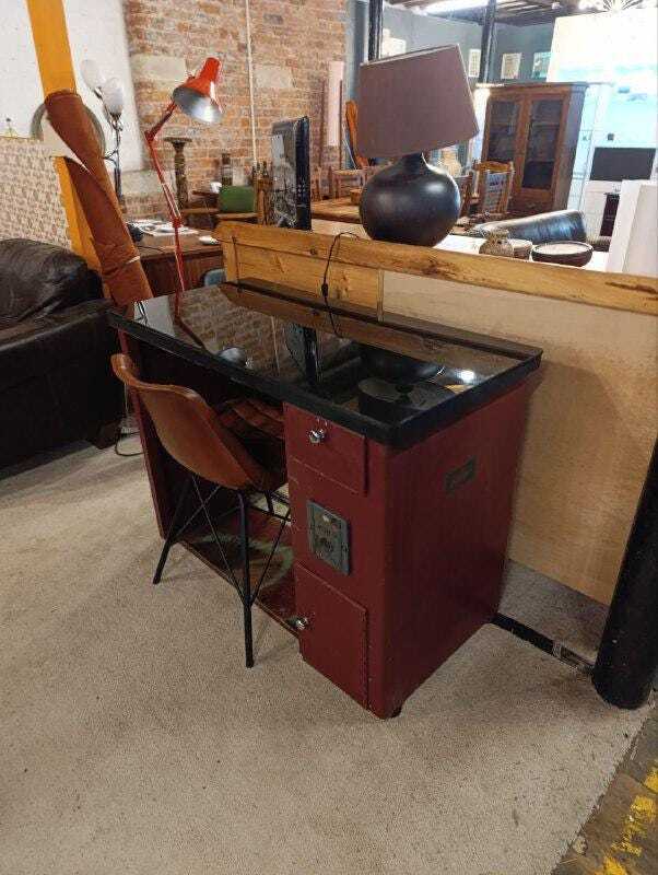 BUSMC Industrial Control Desk with Later Glass Top — photograph 3
