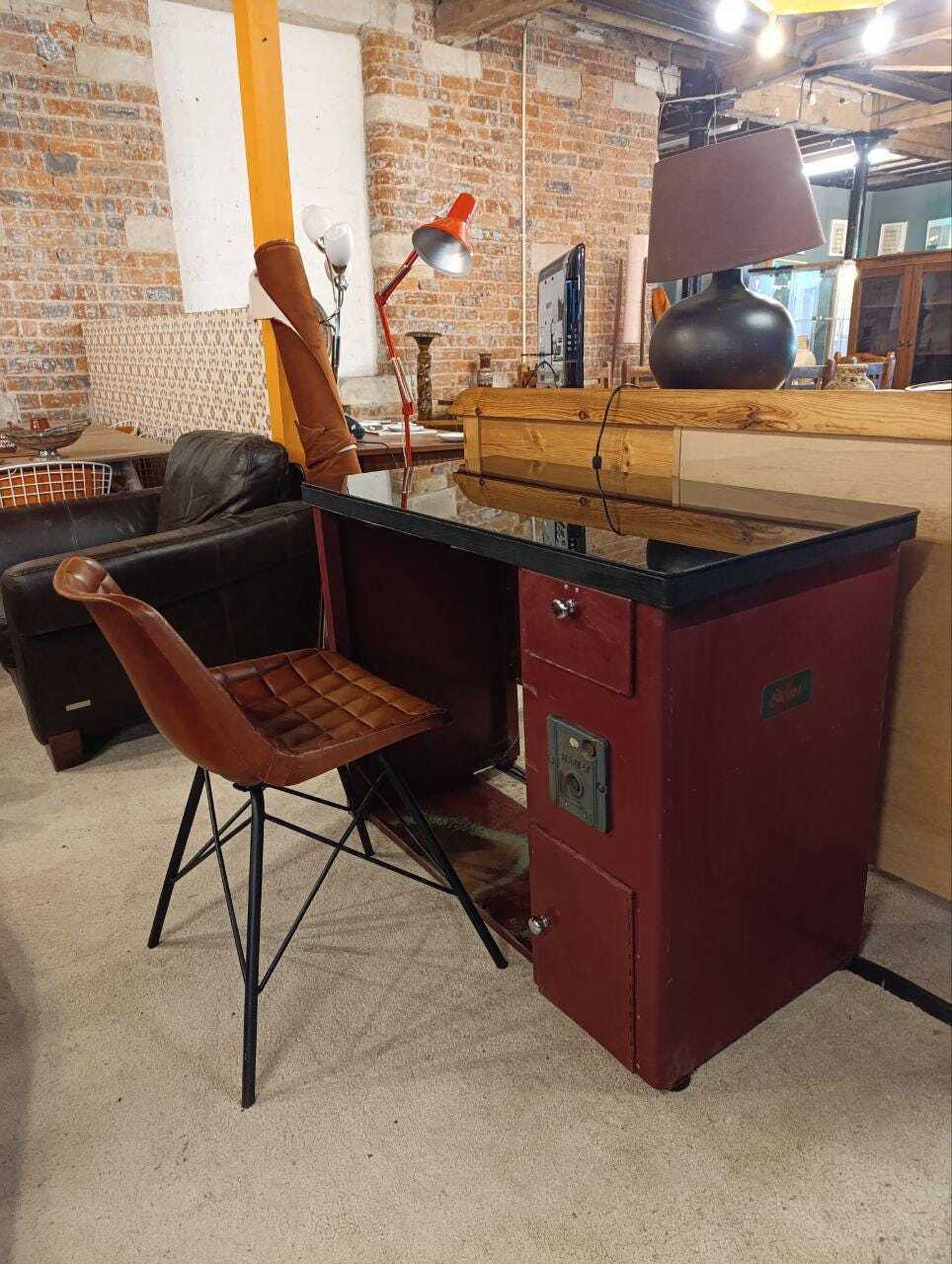 BUSMC Industrial Control Desk with Later Glass Top — photograph 4