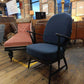 Ercol Armchair by Lucian Ercolani in Blue Bouclé, 1950s — photograph 2