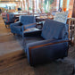 G Plan Vintage Agatha Armchair in Blue Fabric and Walnut — photograph 3