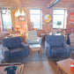 G Plan Vintage Agatha Armchair in Blue Fabric and Walnut — photograph 4