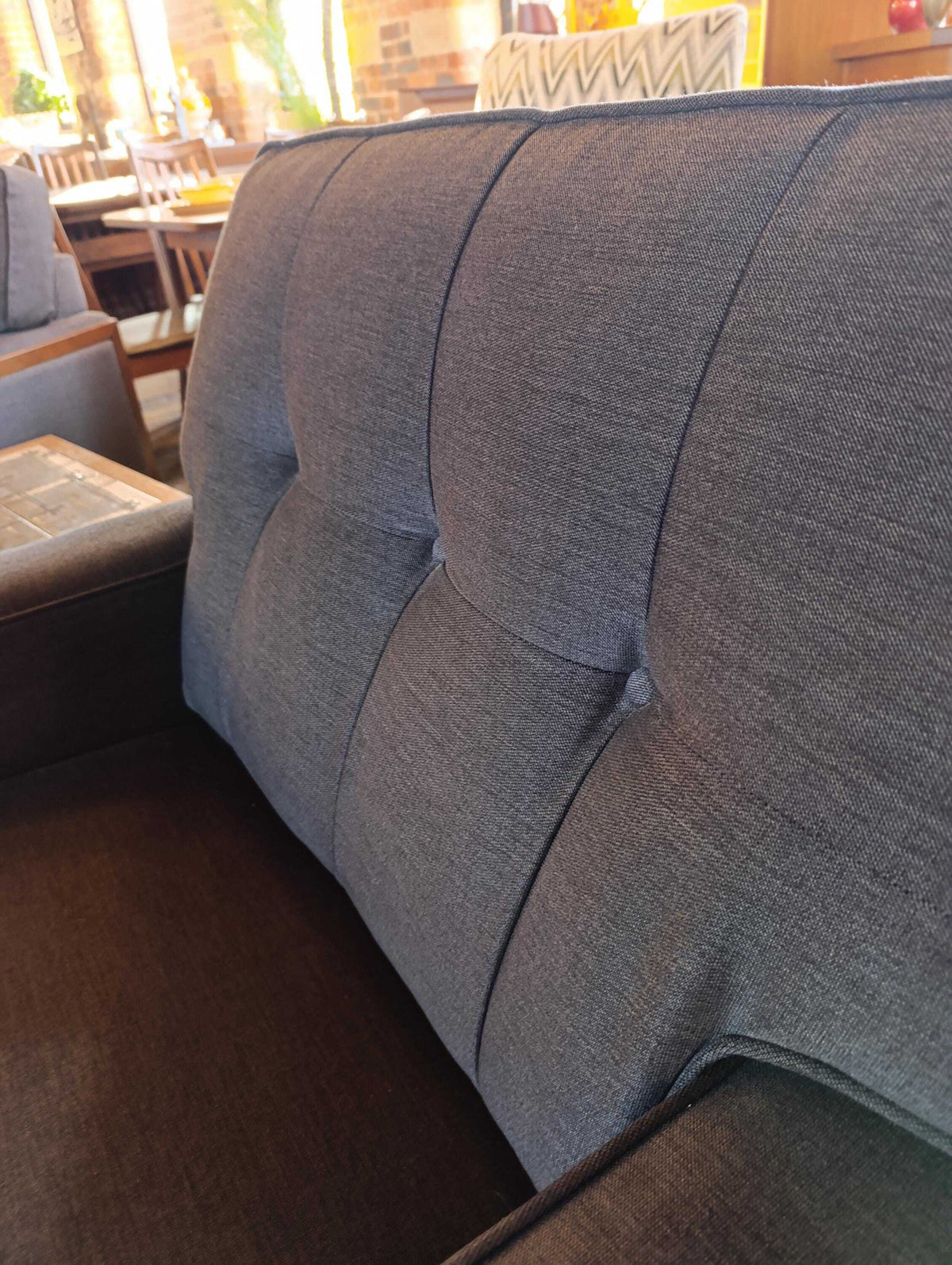 G Plan Vintage Agatha Armchair in Blue Fabric and Walnut — photograph 11