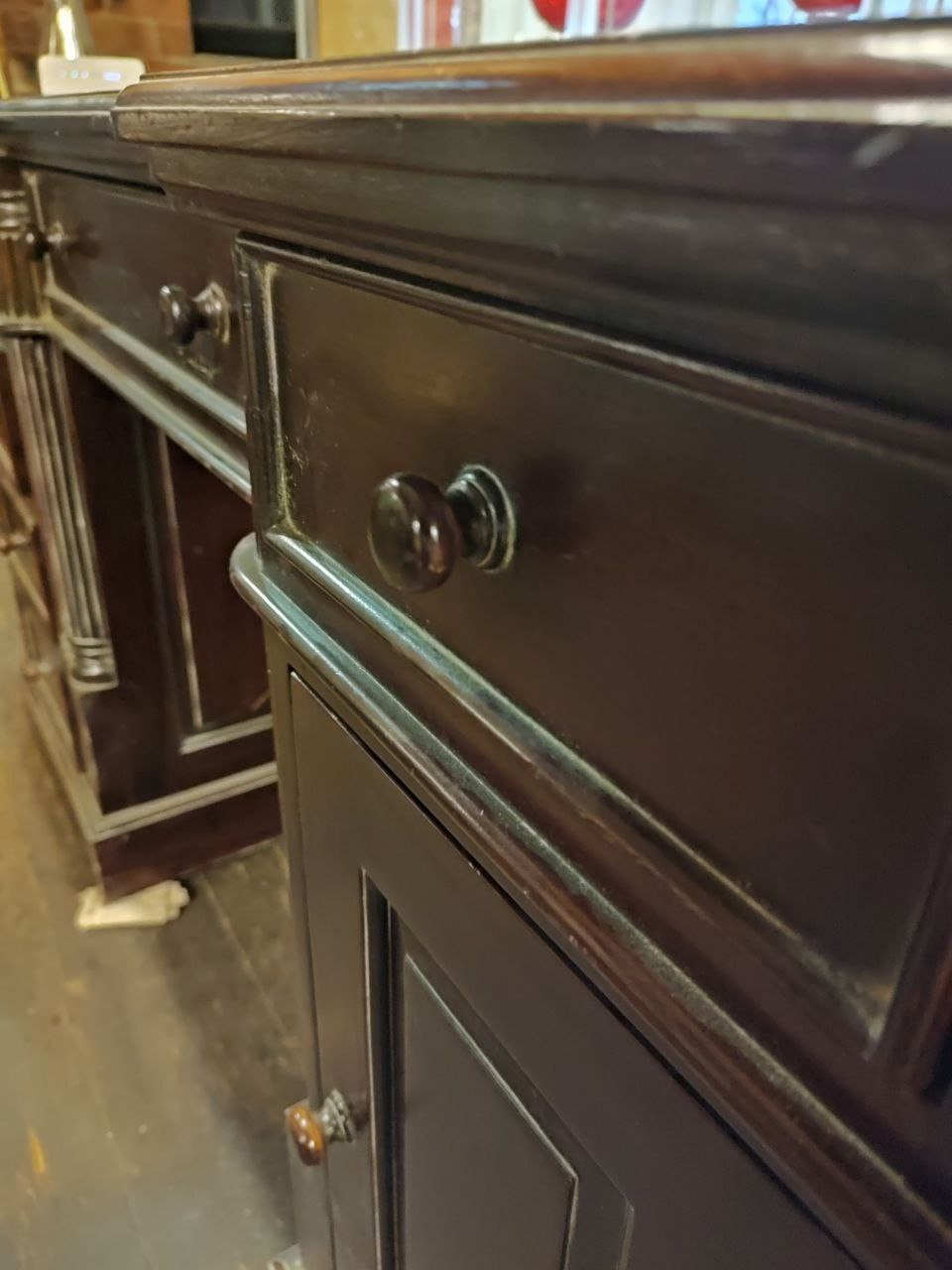 Handcrafted Mahogany Writing Desk With 6 Drawers In Victorian Style