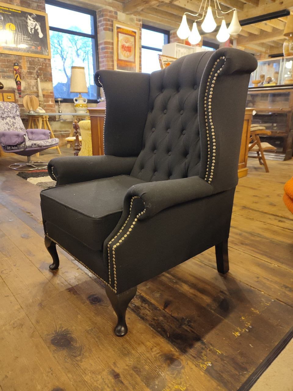 Newly Upholstered Chesterfield Queen Anne Chair (Three Available)
