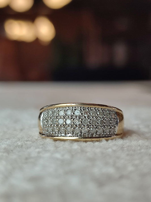 9ct Gold Half Eternity Diamond Ring (Vintage, 1970s)