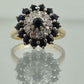Exquisite 18ct Gold Sapphire and Diamond Cluster Ring | Vintage 1971 | Stunning Craftsmanship