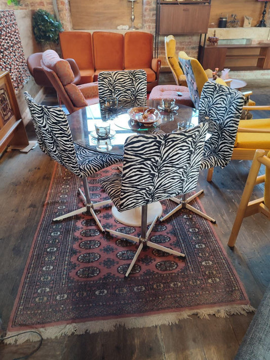 Elegant Mid-Century Dining Set | 4 Swivel Chairs & Table | Custom Upholstery | 1960s West Germany