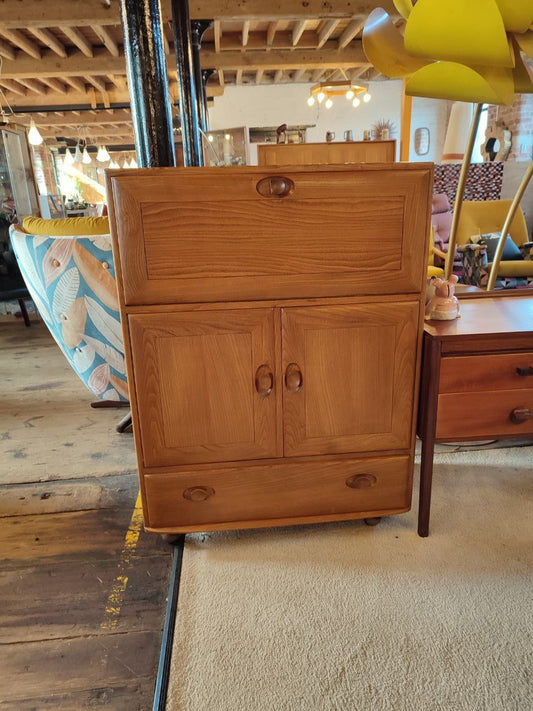 Charming Vintage Ercol Elm Cabinet on Wheels | 1970s British Craftsmanship | Versatile and Stylish