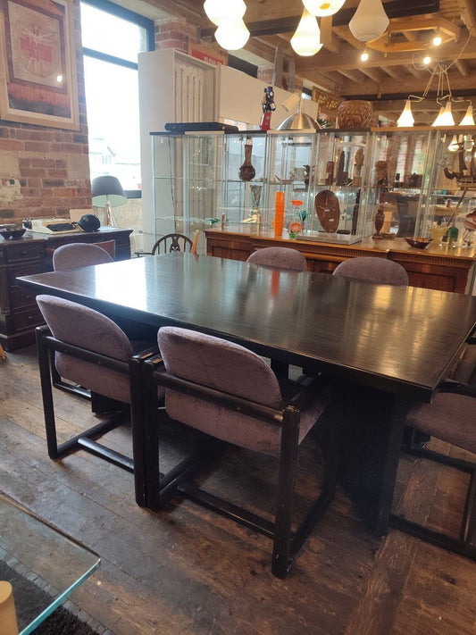 Stunning Black Ash Dining Table with 6 Stylish Scandinavian Chairs | Sleek Bentwood Design | 1990s Vintage