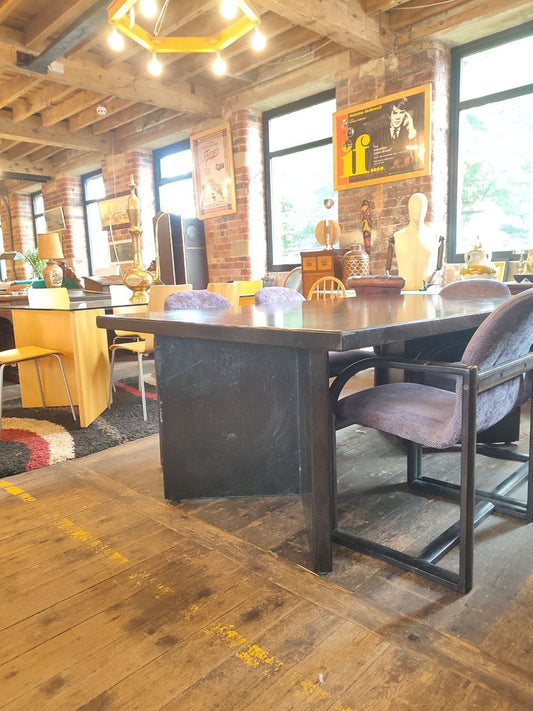 Stunning Black Ash Dining Table with 6 Stylish Scandinavian Chairs | Sleek Bentwood Design | 1990s Vintage