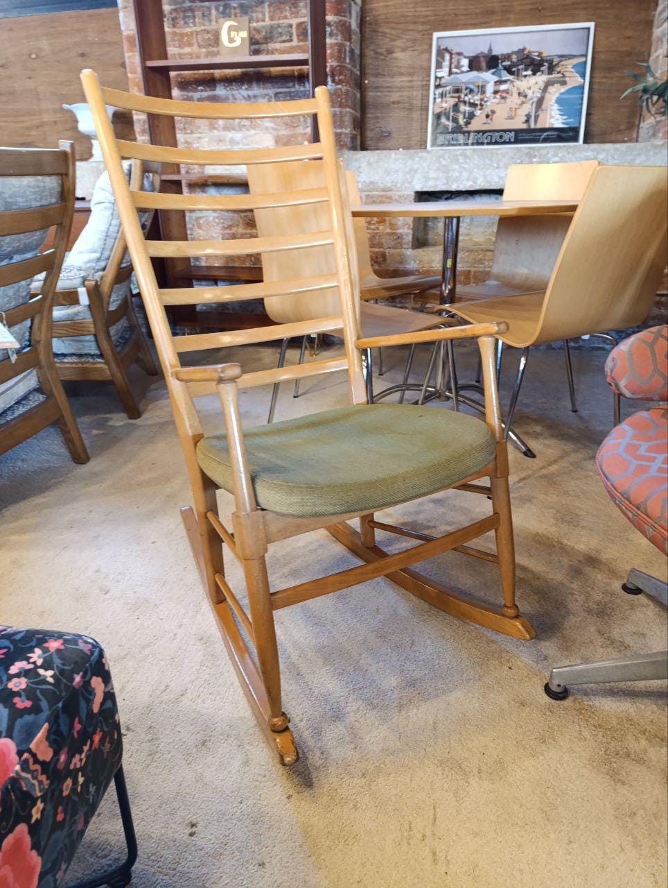 Mid-Century 1960s Scandart Rocking Chair in Beechwood