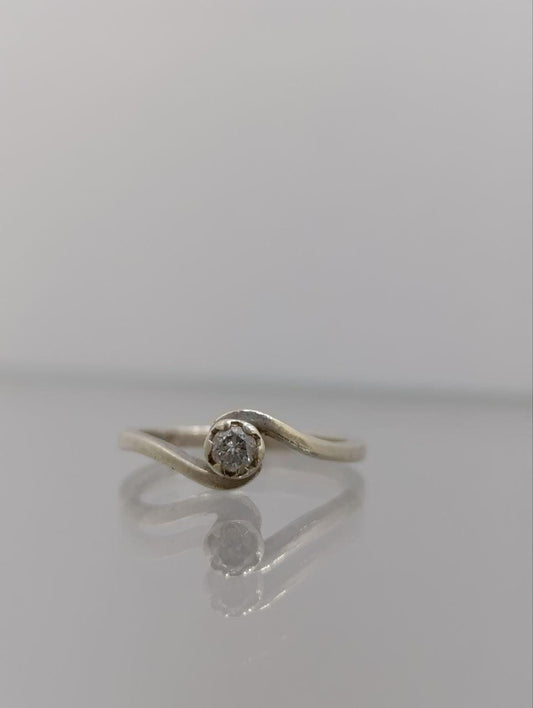 Vintage 9ct Yellow Gold Diamond Twist Ring - Art Deco Style