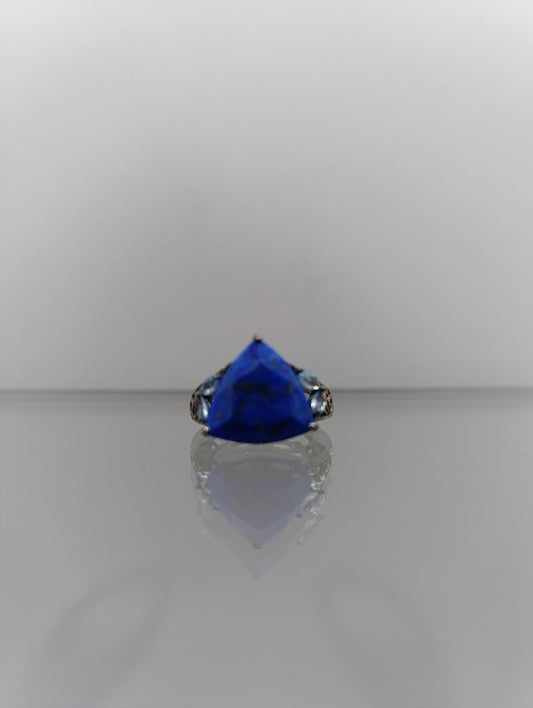 Sterling Silver Ring with Lapis Lazuli Stone - Size K